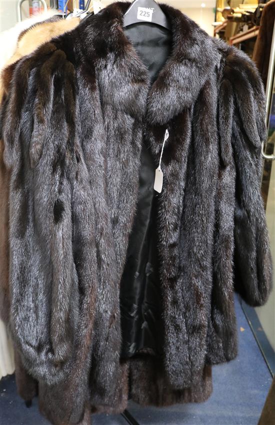 A dark brown mink coat with shoulder tail detail